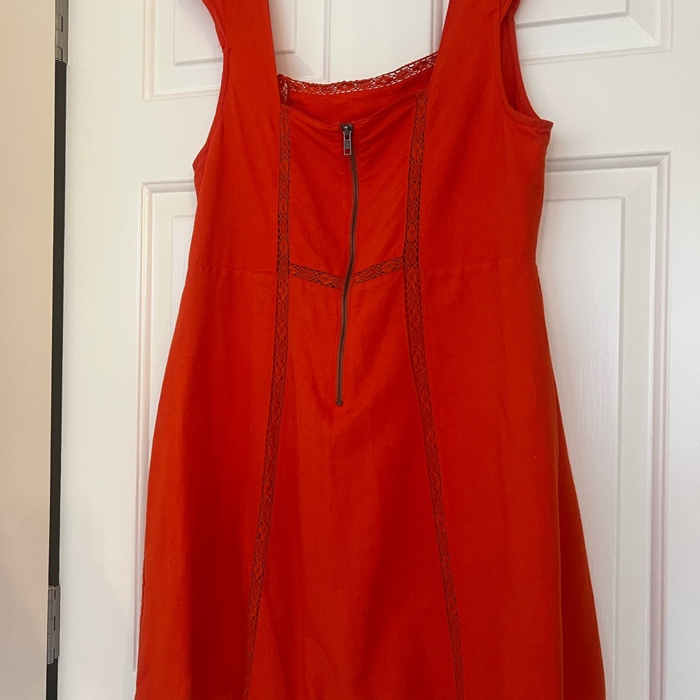 Free People Milk and Honey Orange Embroidered Square-Neck Mini Dress - Picture 4 of 5